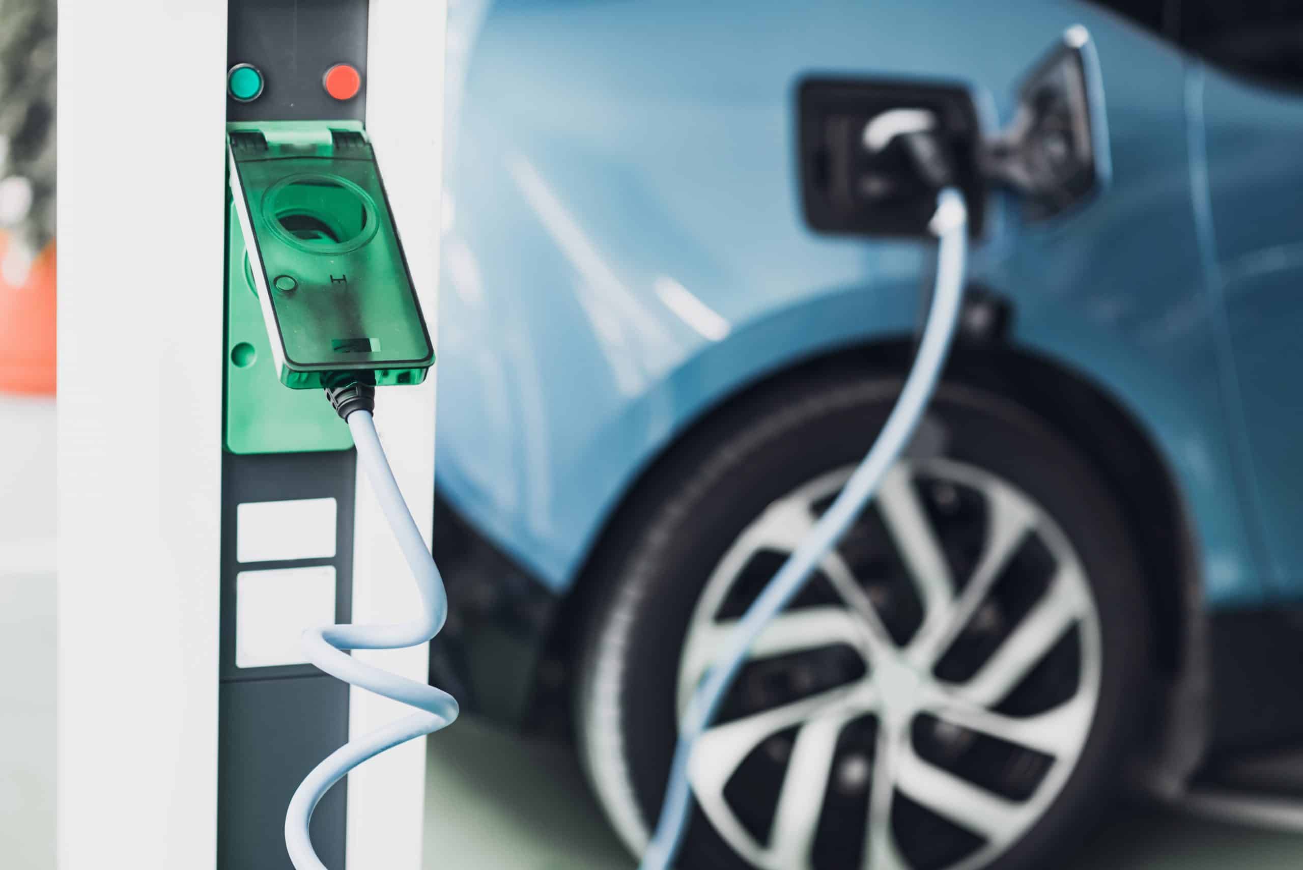 green EV charging port