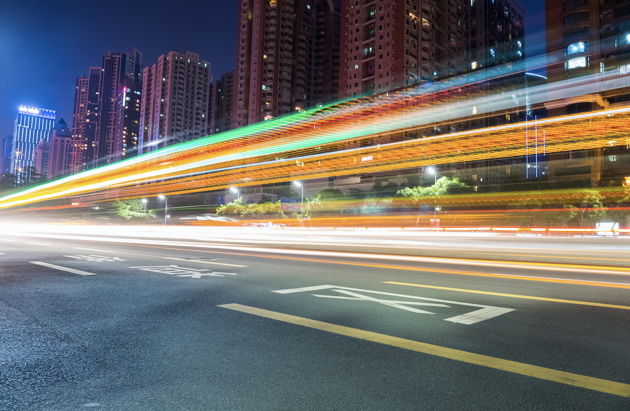 city timelapse of car lights
